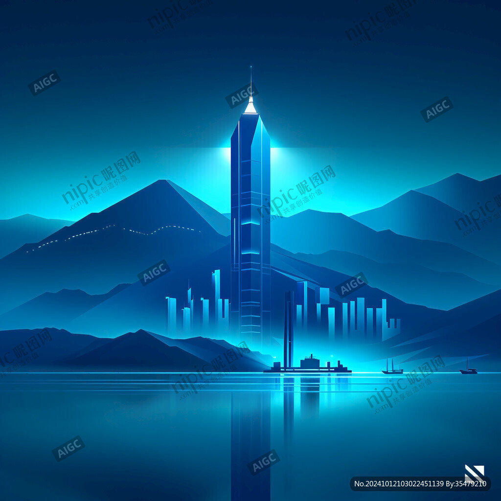 粤港澳天际线插画