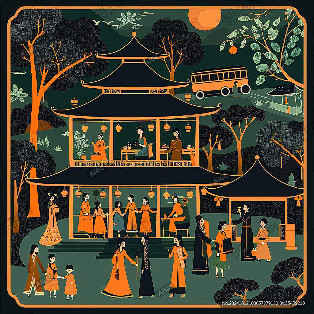皇宫庭院插画