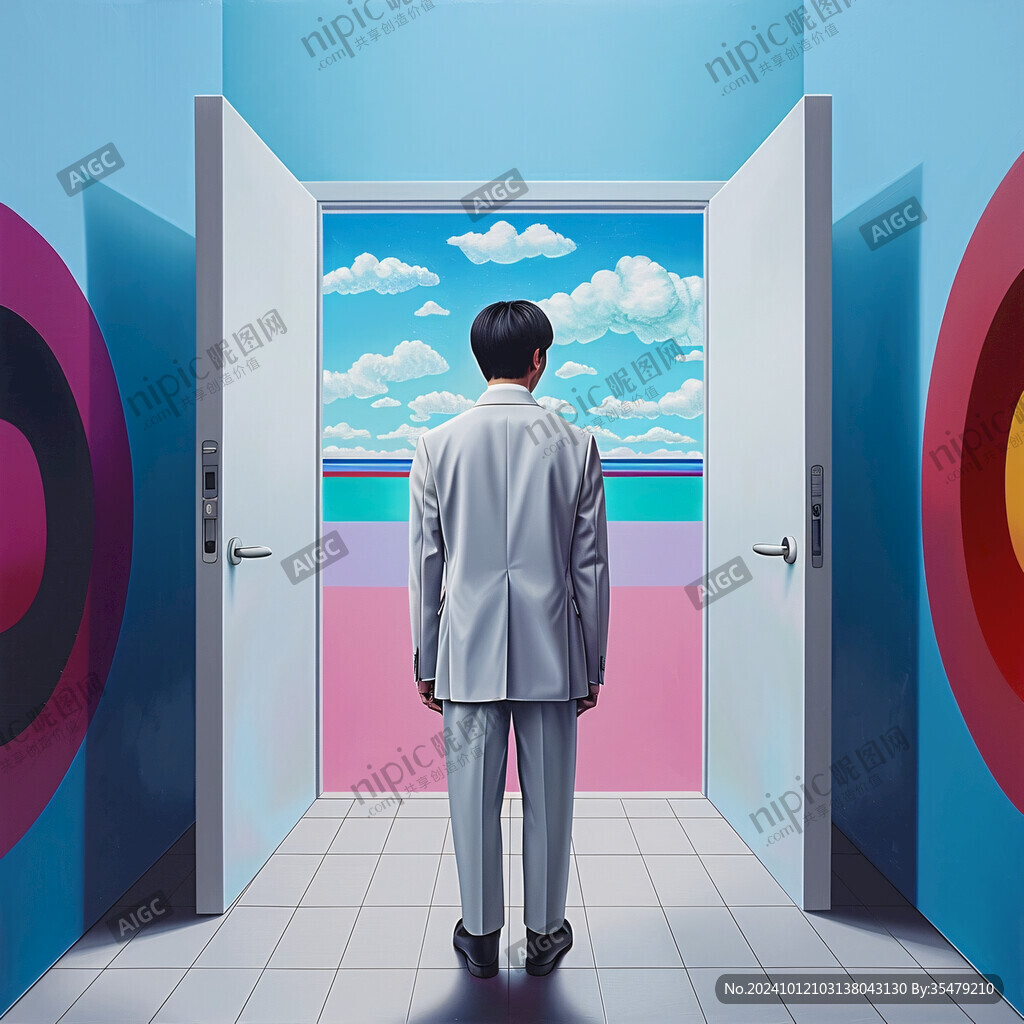 男人背影超现实虚空间