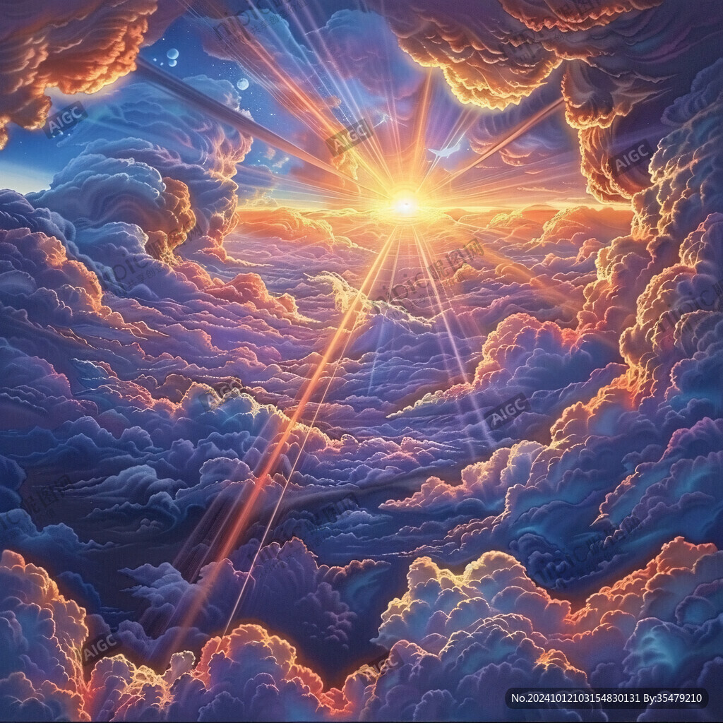 金光万丈油画