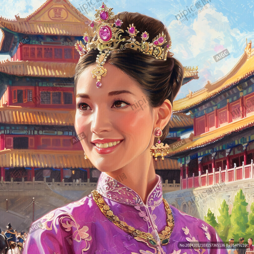 宫廷美女人物插画