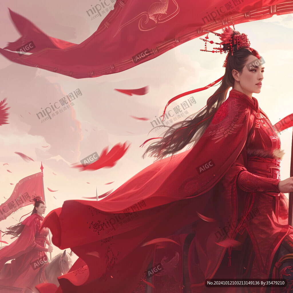 红衣少女设计古风