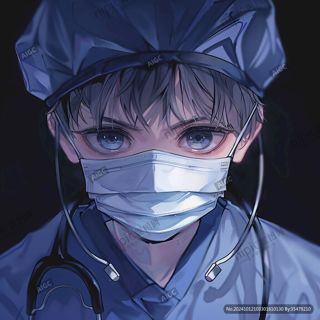戴口罩插画