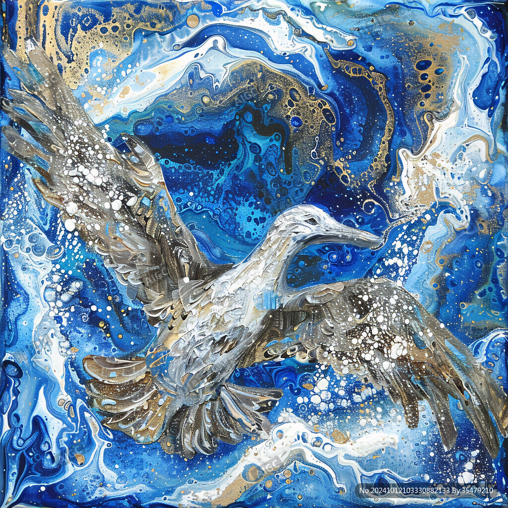 流彩流体浇筑画