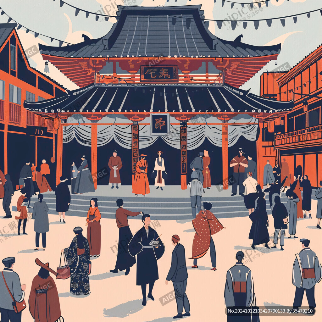 横店插画宣传背景素材