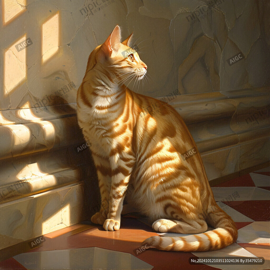 晒太阳的猫插画