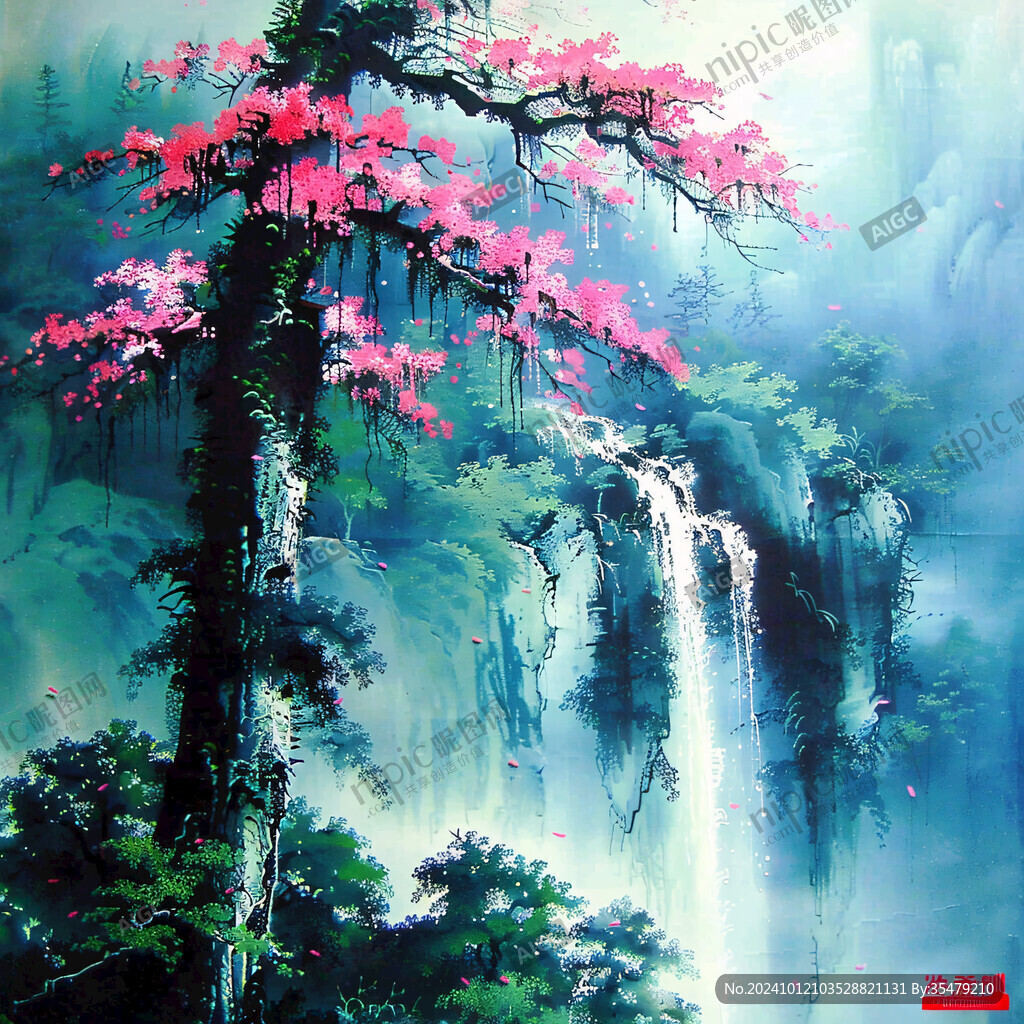 油画迎客松