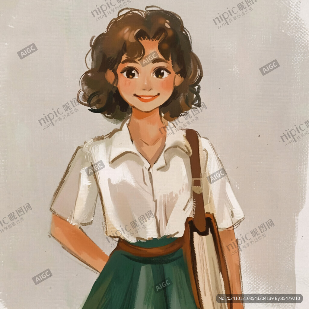 民国风女学生插画