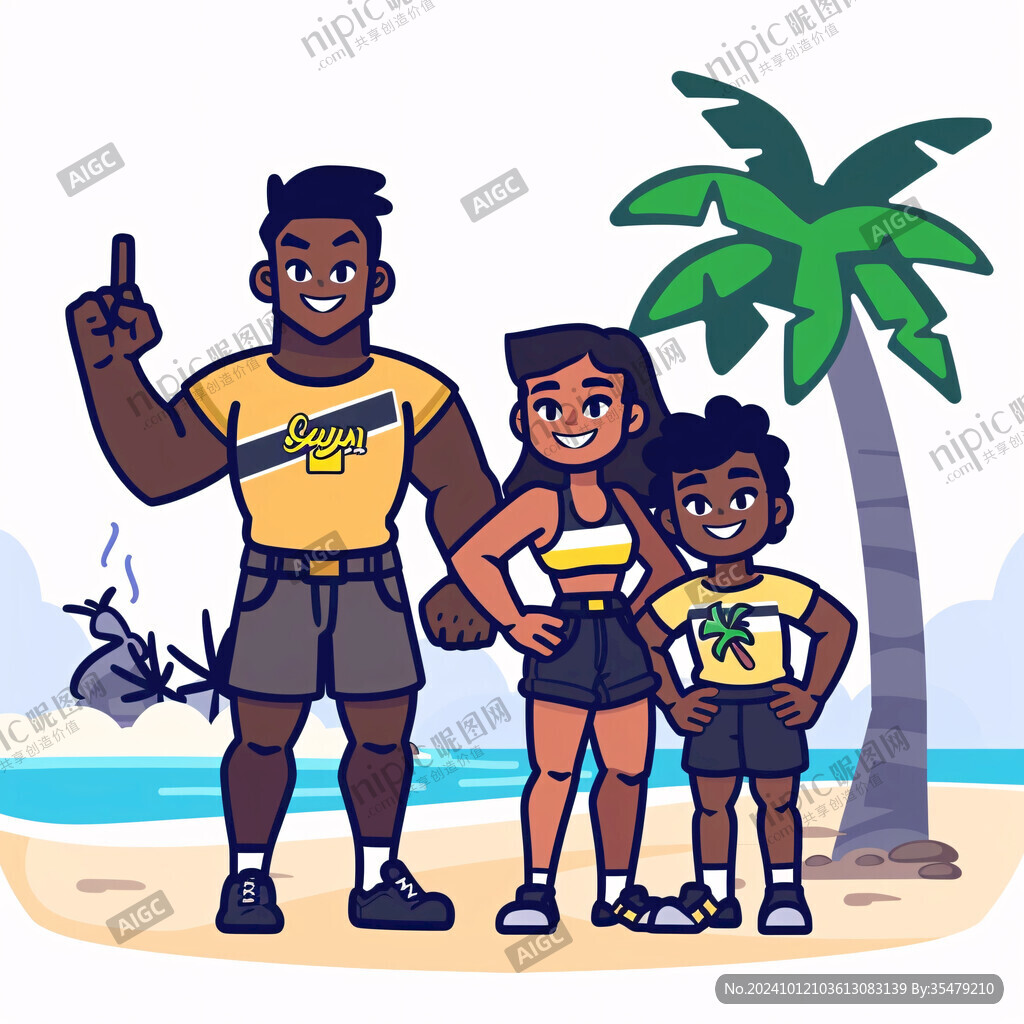 一家三口卡通画象