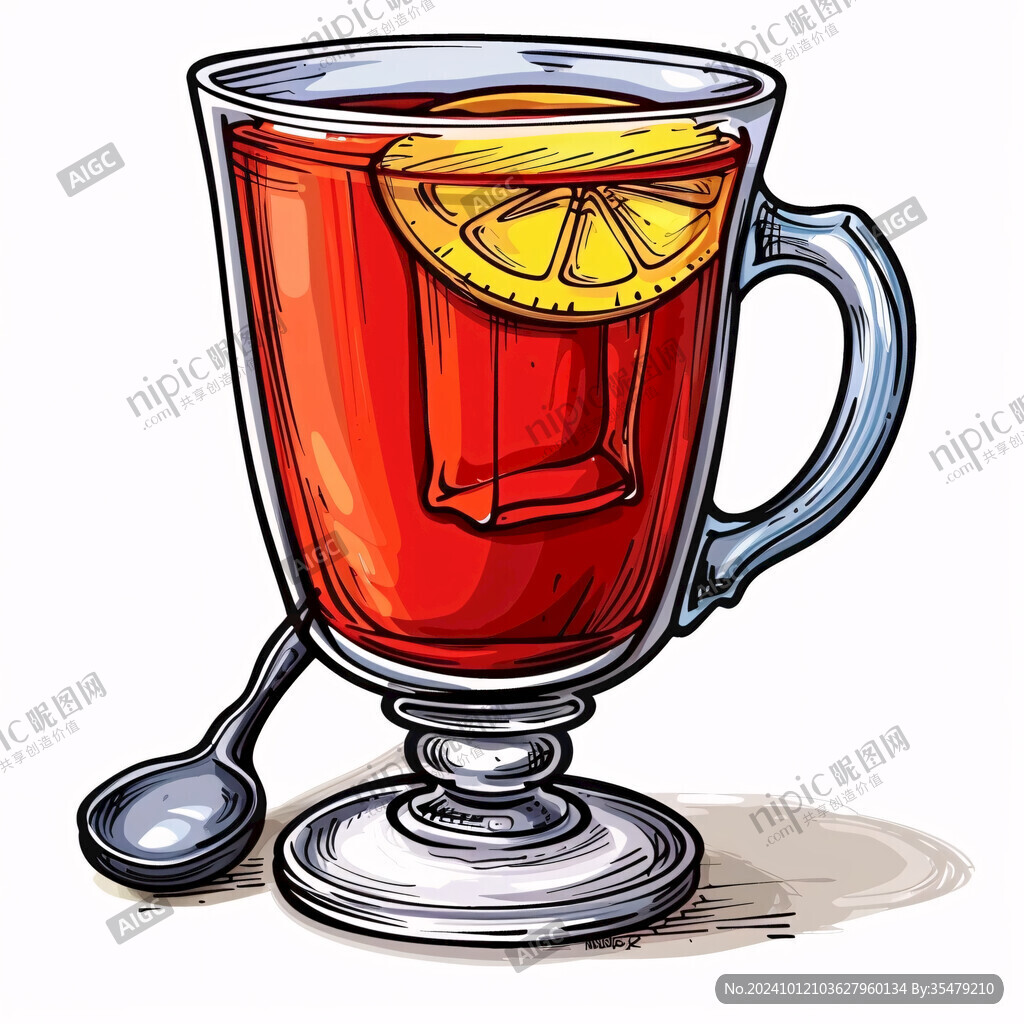 手绘柠檬茶插画