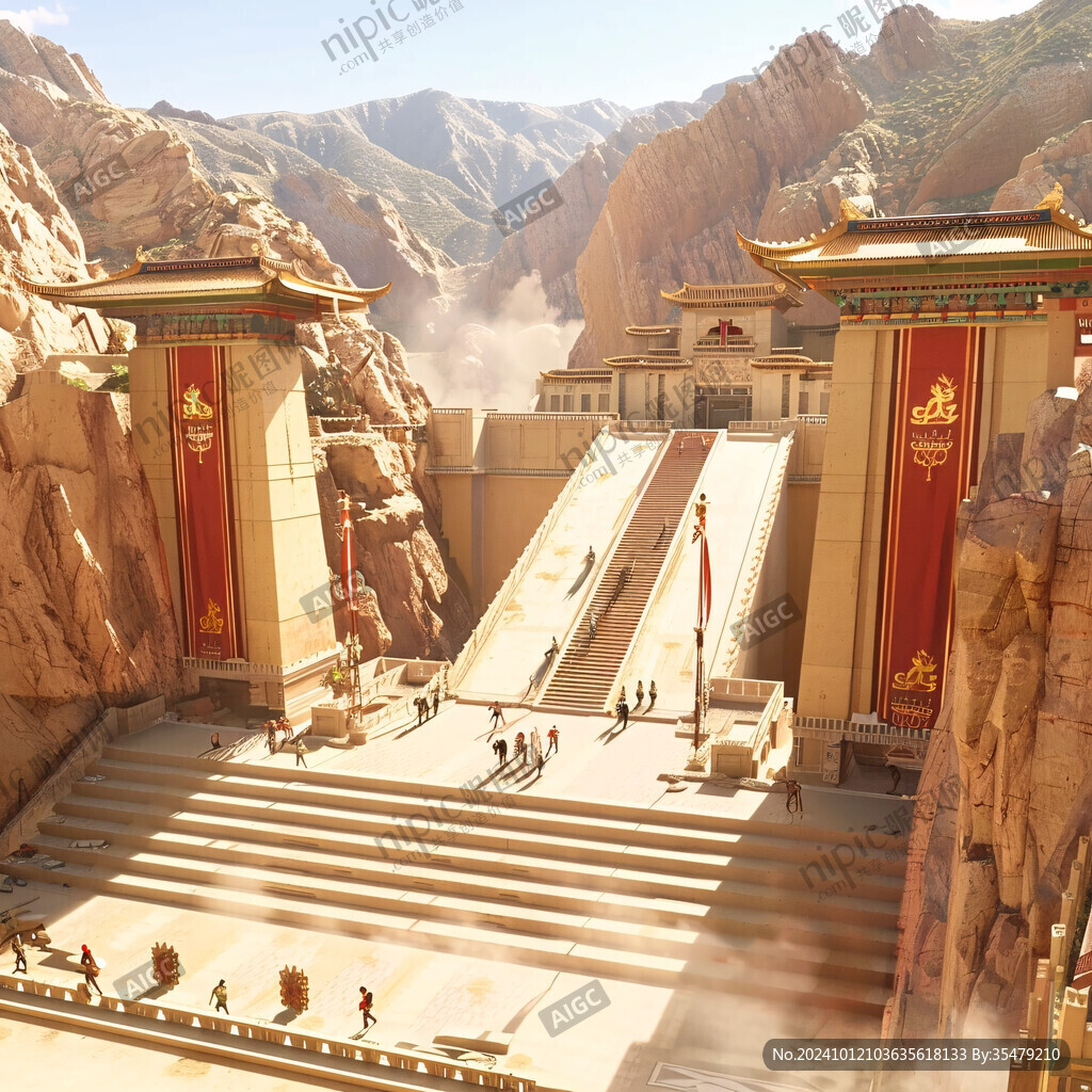 古代宫殿建筑工程场景