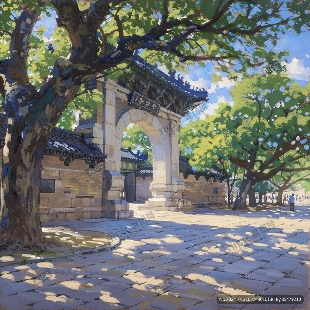 清华大学插画水彩彩绘
