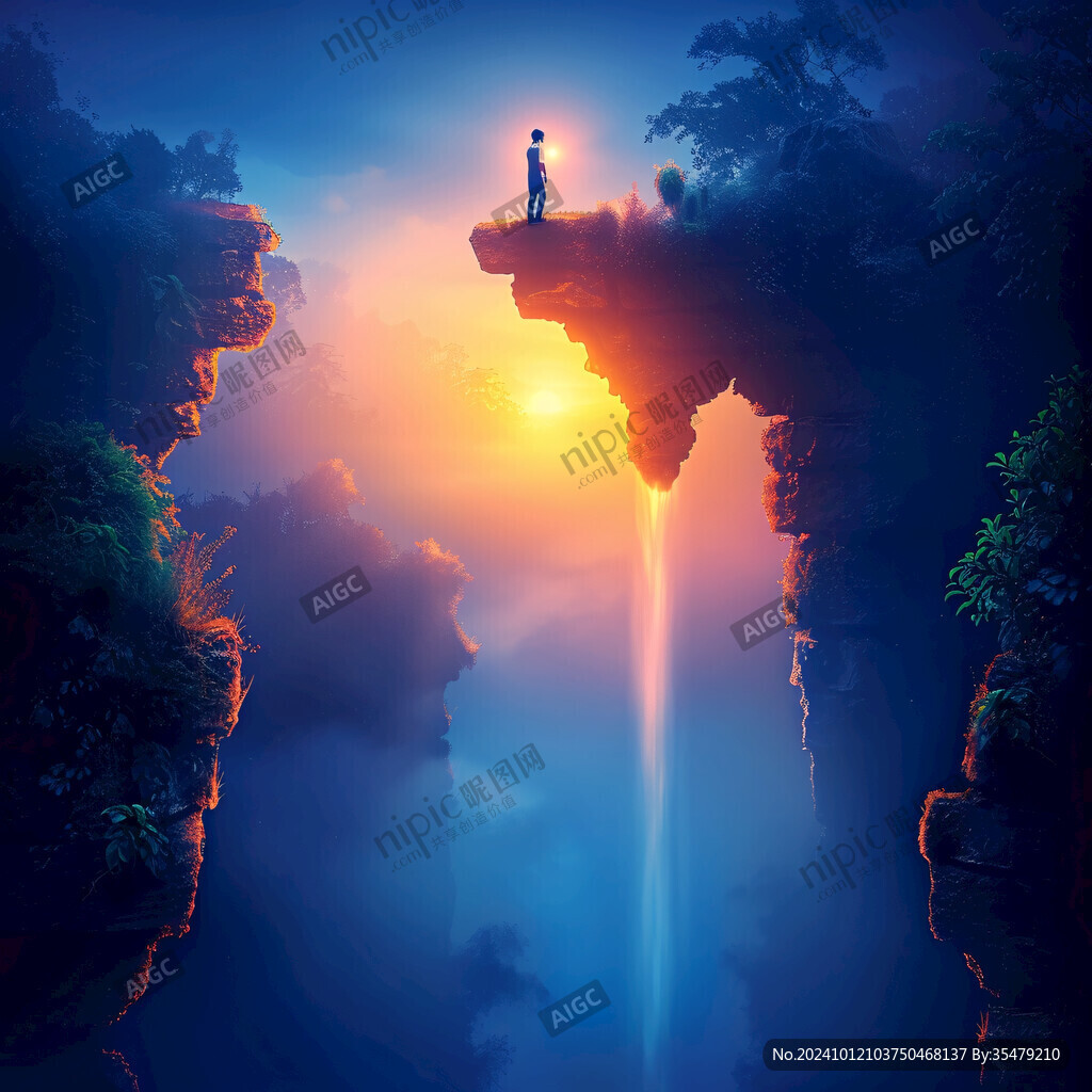 天界晓钟风景插画