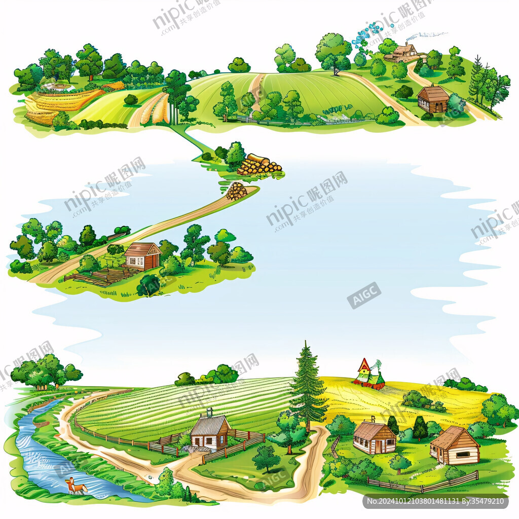 农村乡村插画素材