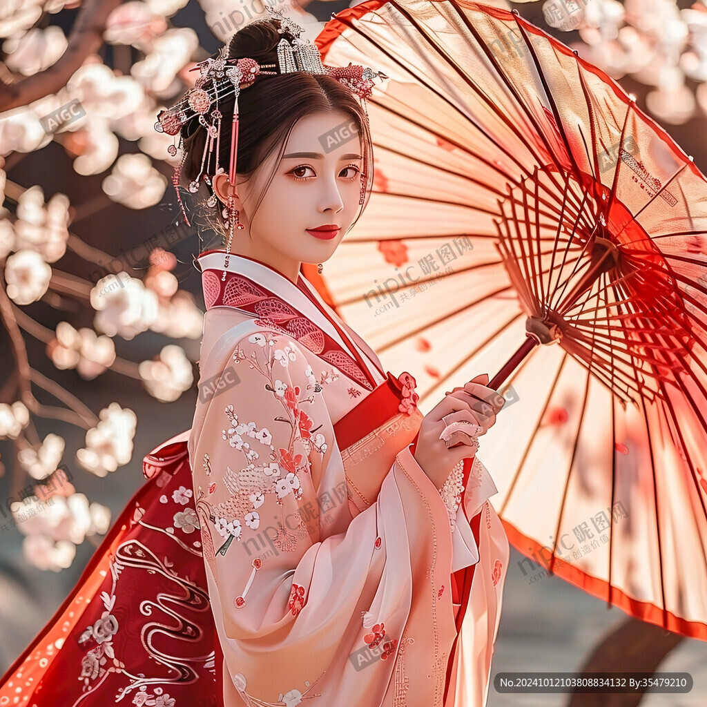 撑油纸伞的美女