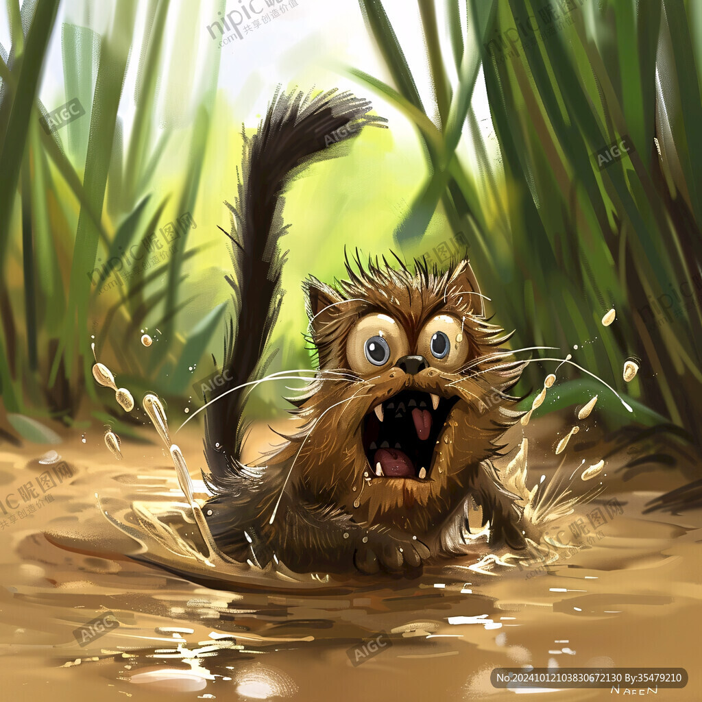 狸猫卡通插画