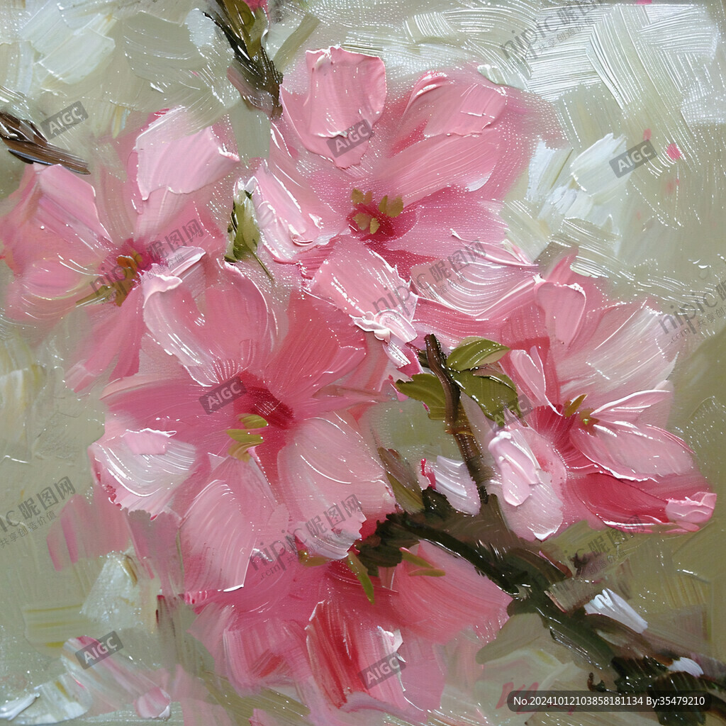 桃花油画装饰画