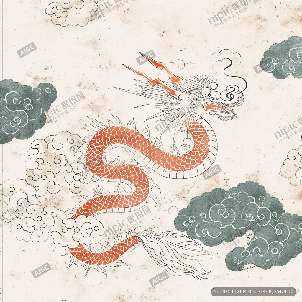 工笔画龙凤纹工笔画龙