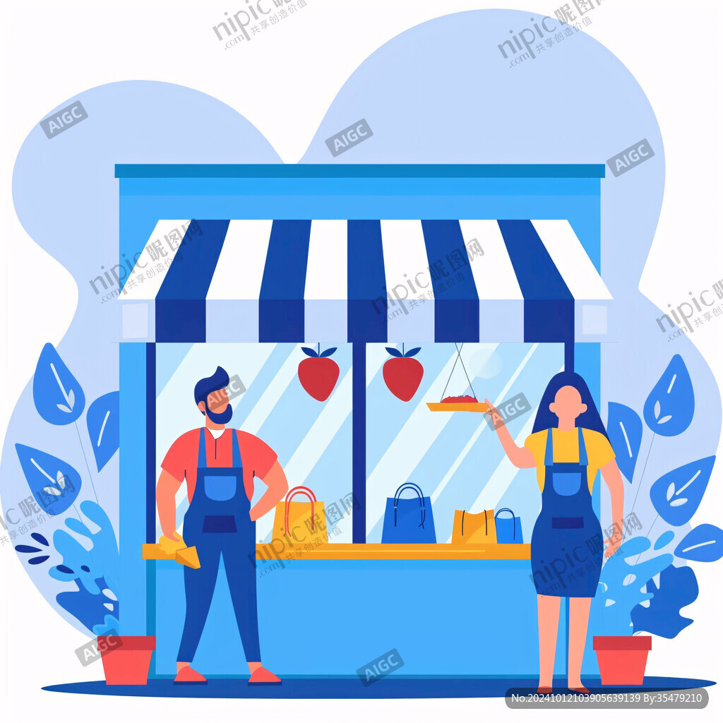 店员卡通插画