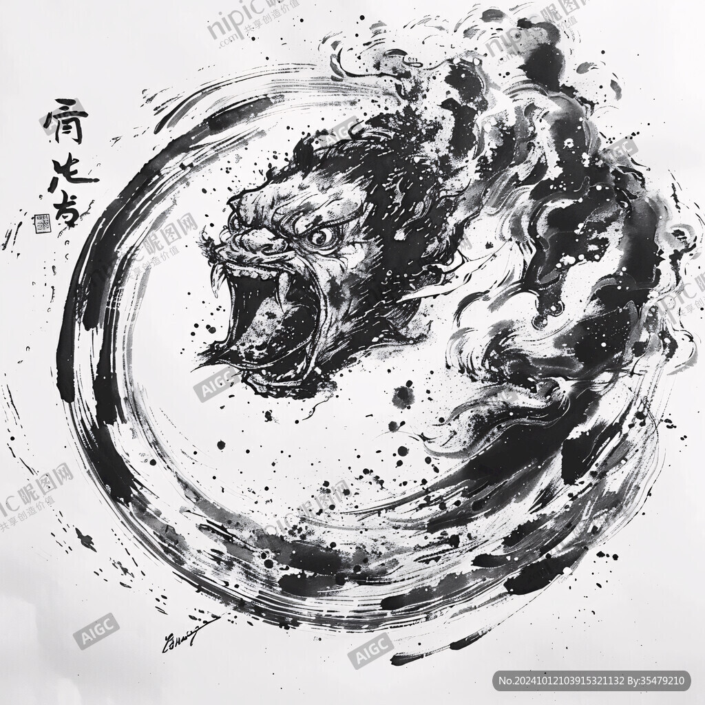 中国元素真实墨水素材