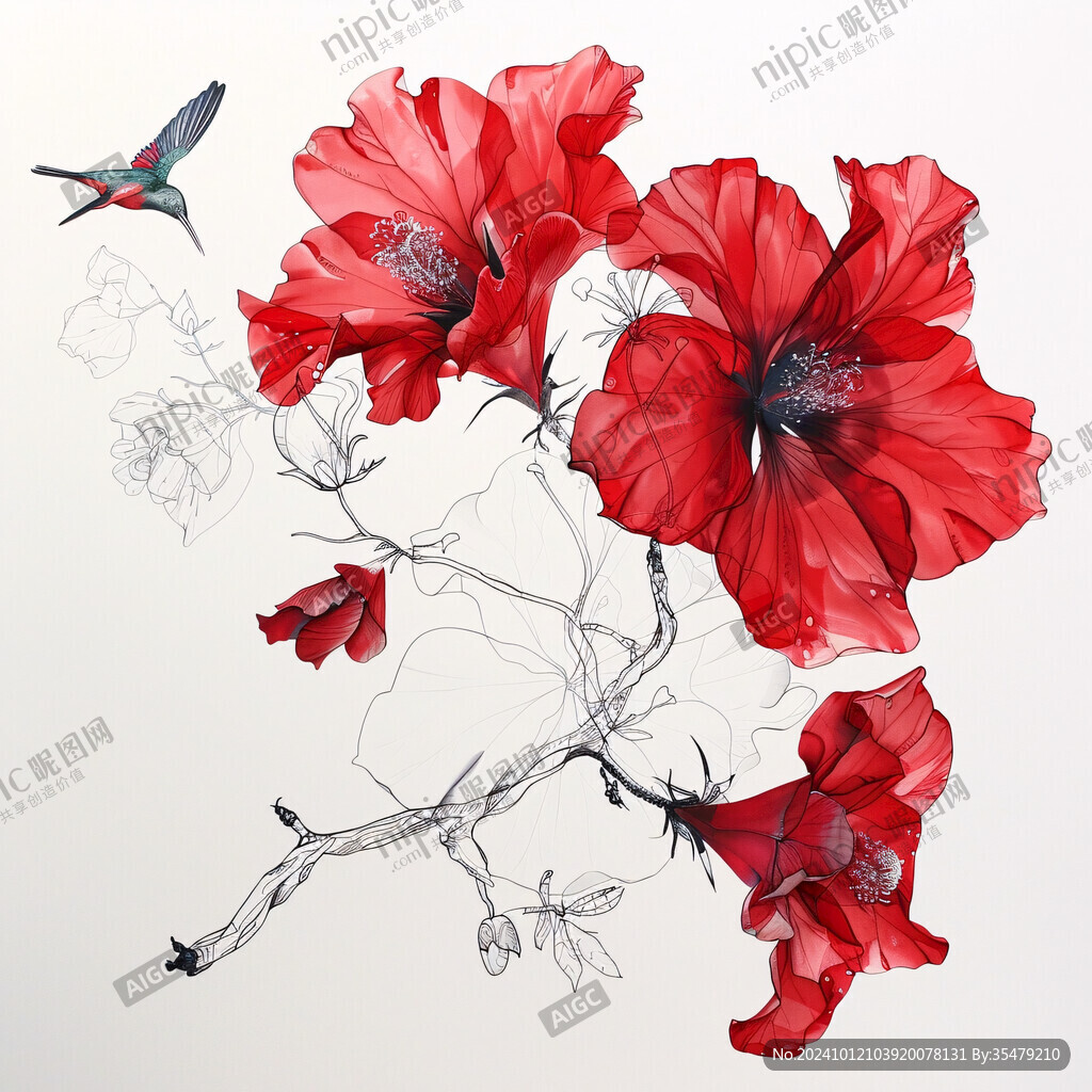 水墨扶桑花