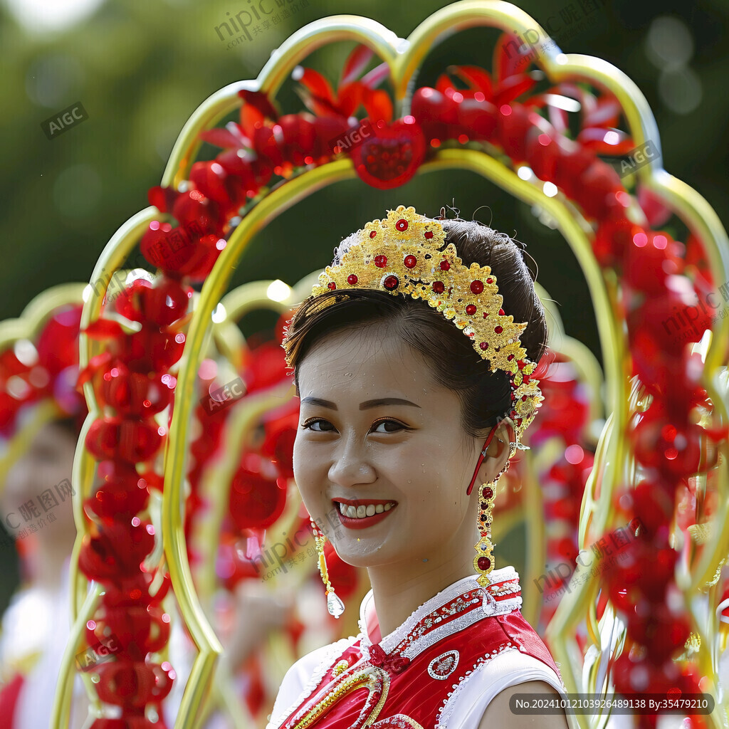身穿节日盛装的姑娘