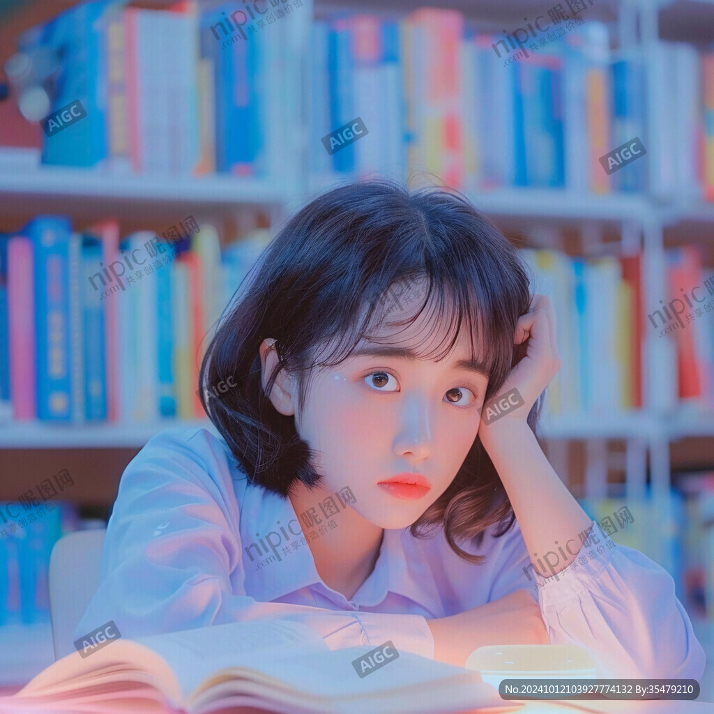 认真看书的女孩