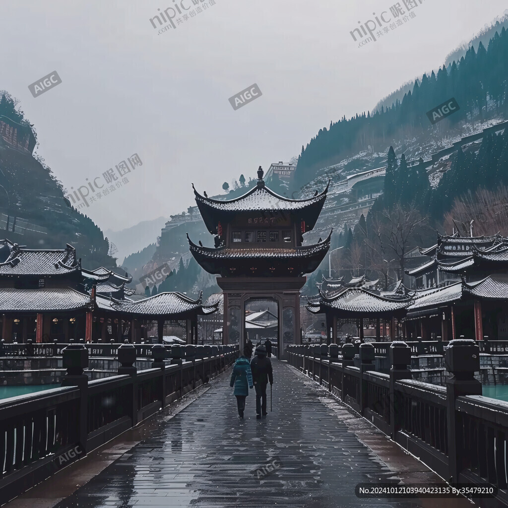 亭子拱桥长桥楼阁塔