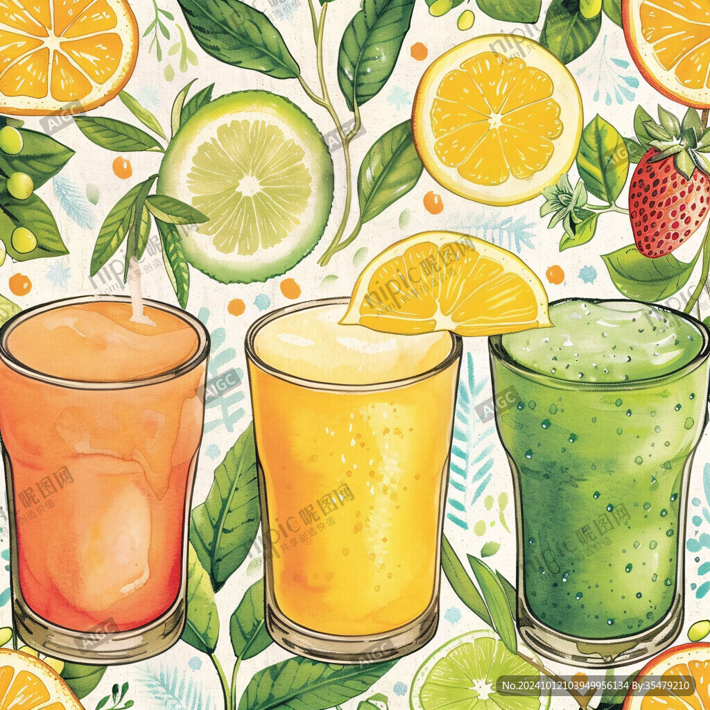 水果饮料果汁插画