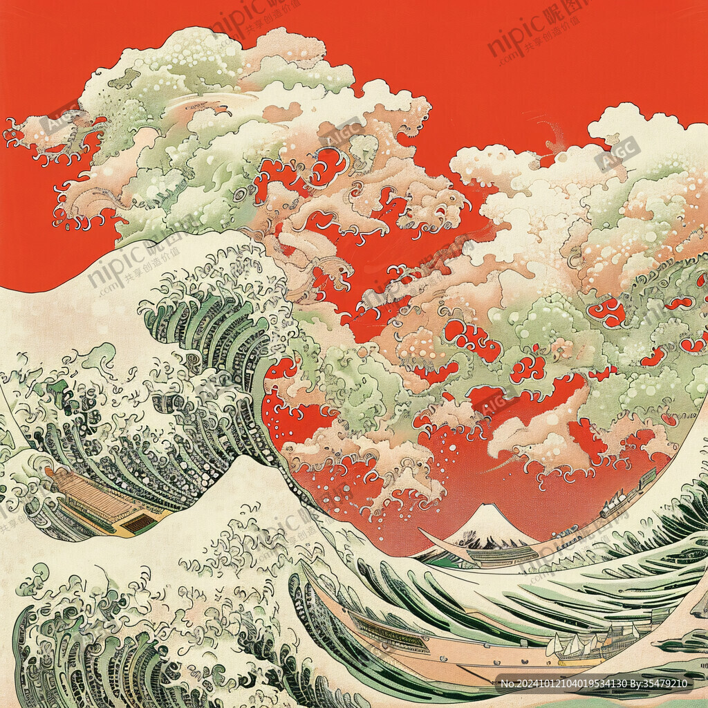 浪花浪涛浮世绘
