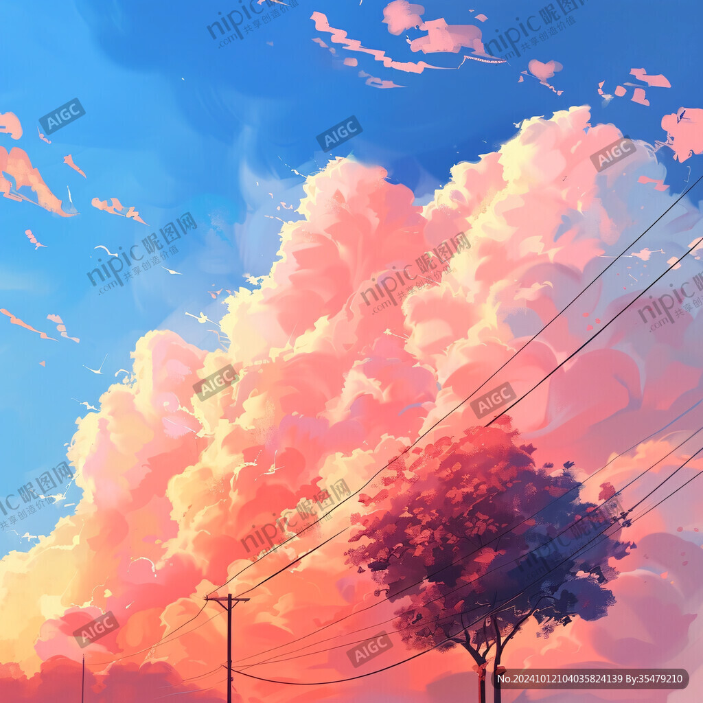 火烧云插画