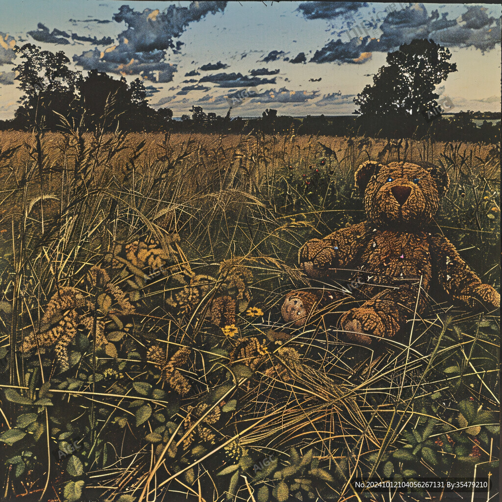 小熊室内野外场景插画