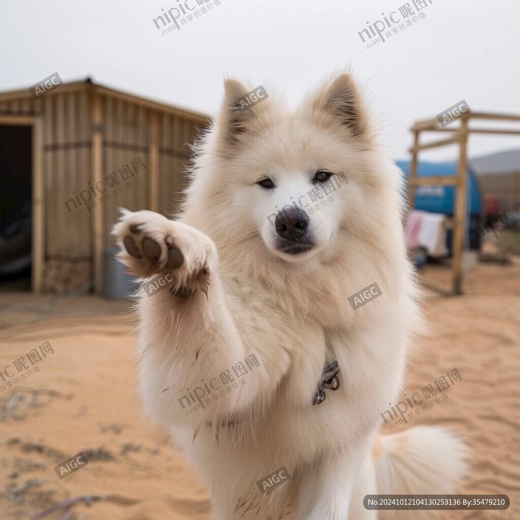 无辜可爱搞怪萨摩耶犬