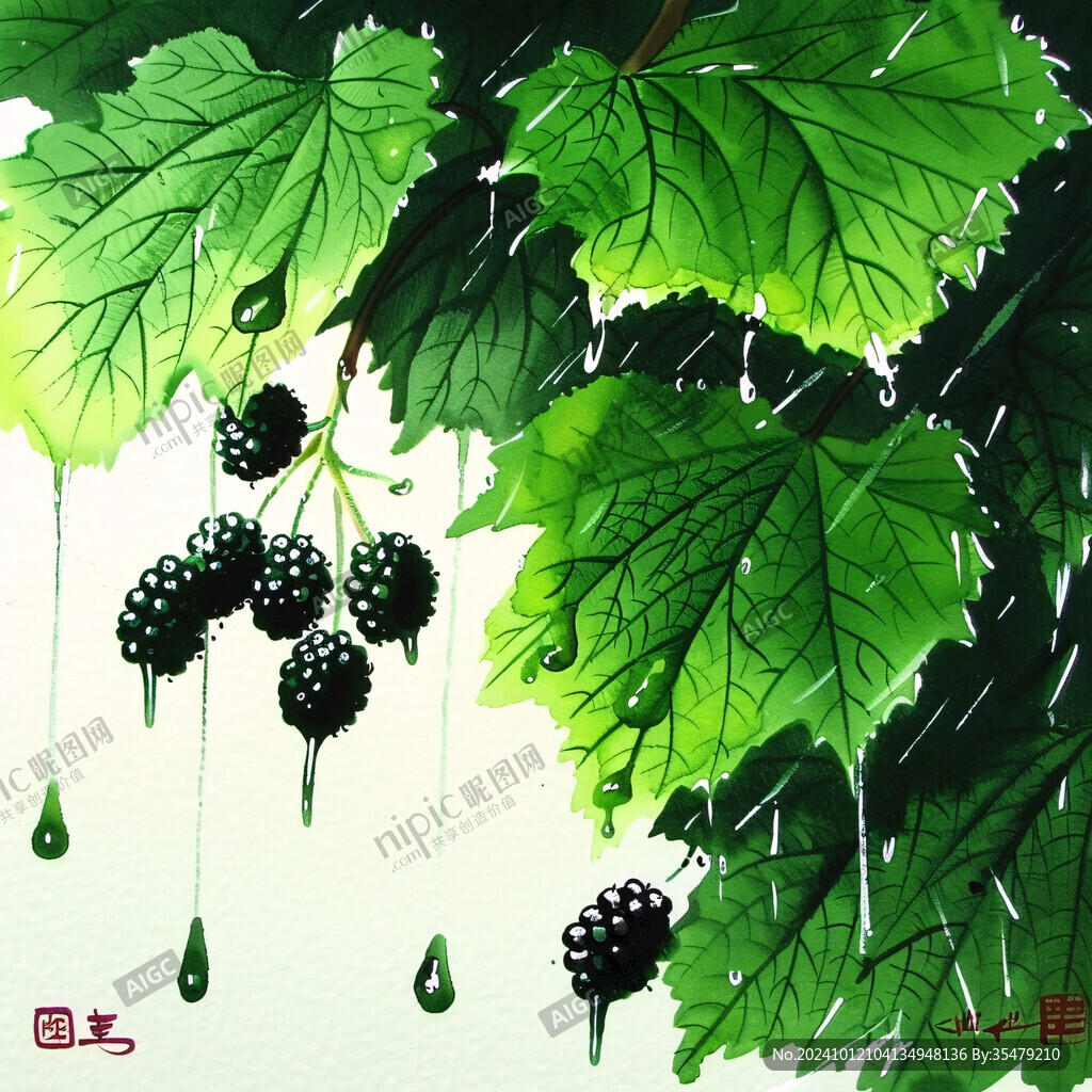 桑葚装饰画