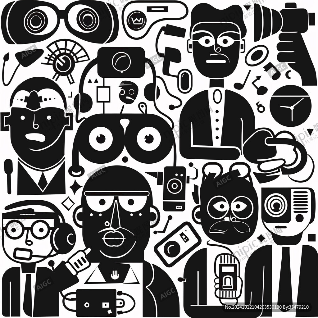 黑白人物插画