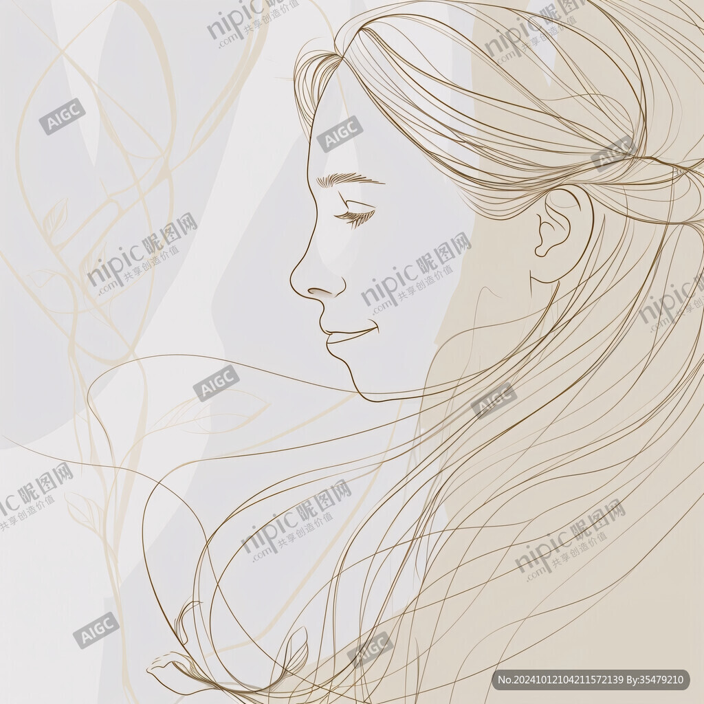 女人侧脸线稿