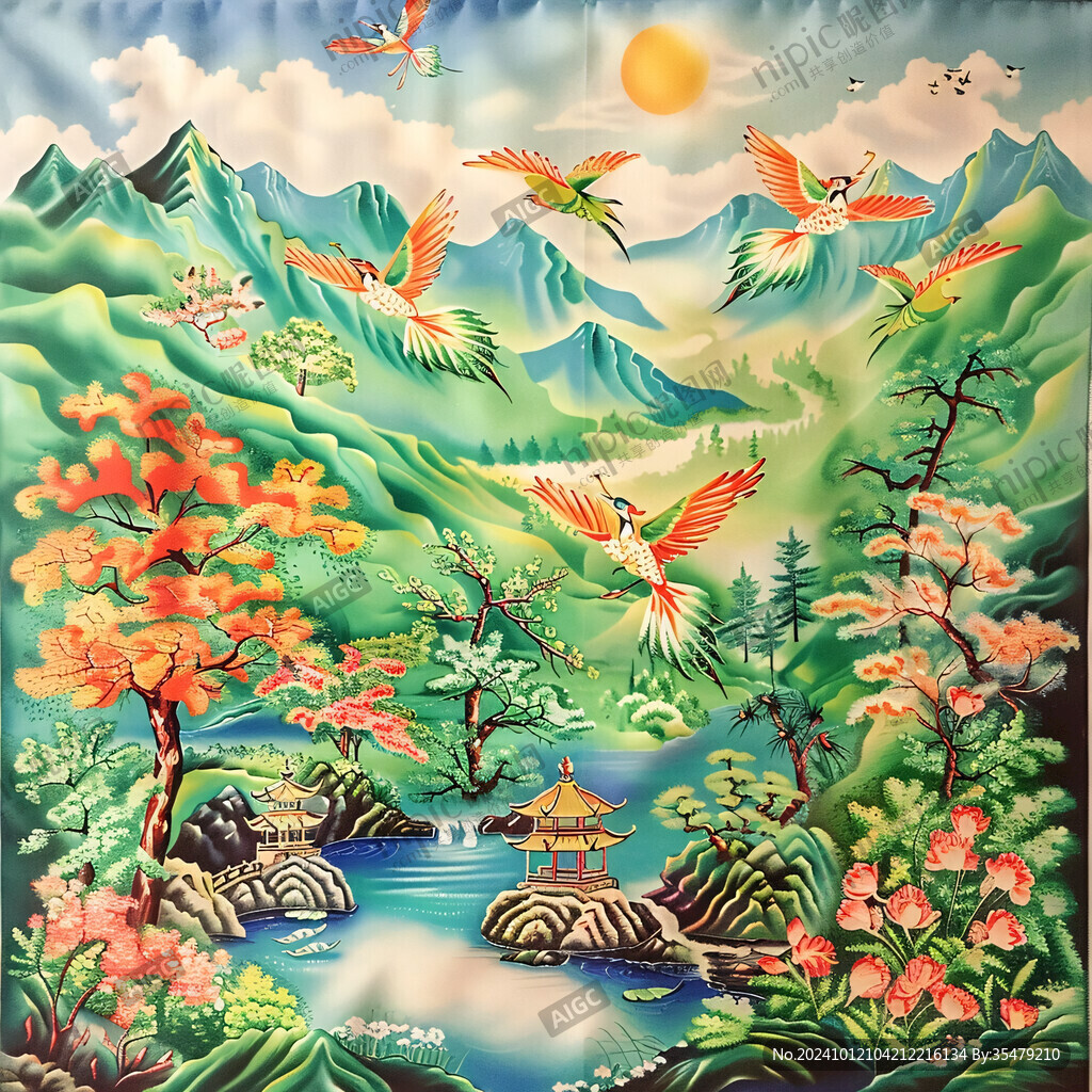 水塘立体画