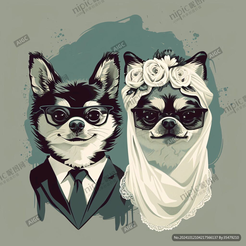 结婚照插画