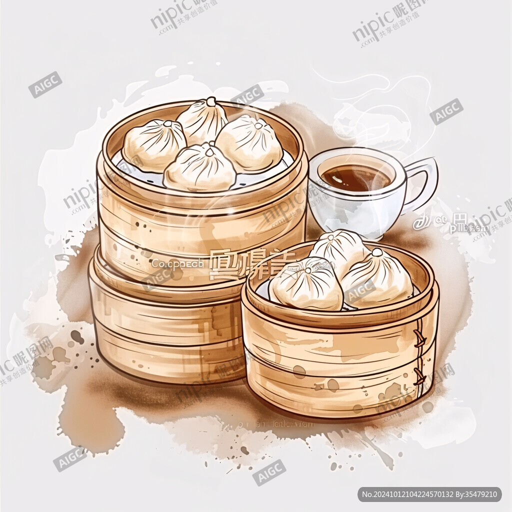 小笼包插画