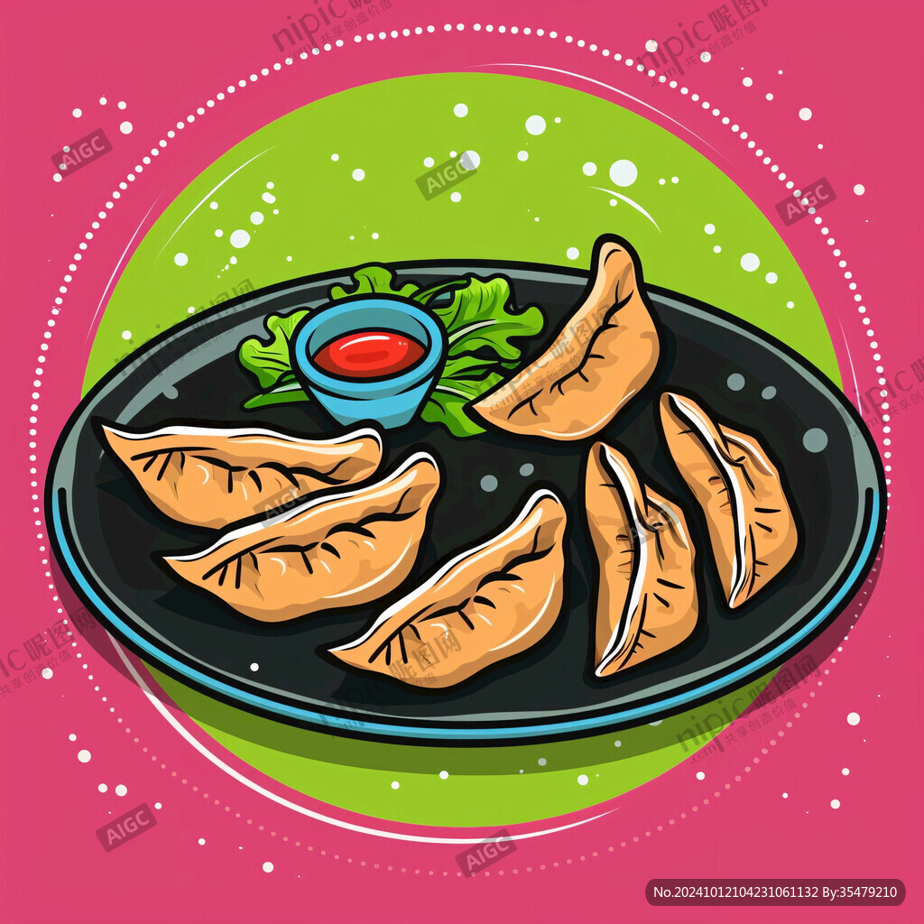 饺子挂图插画