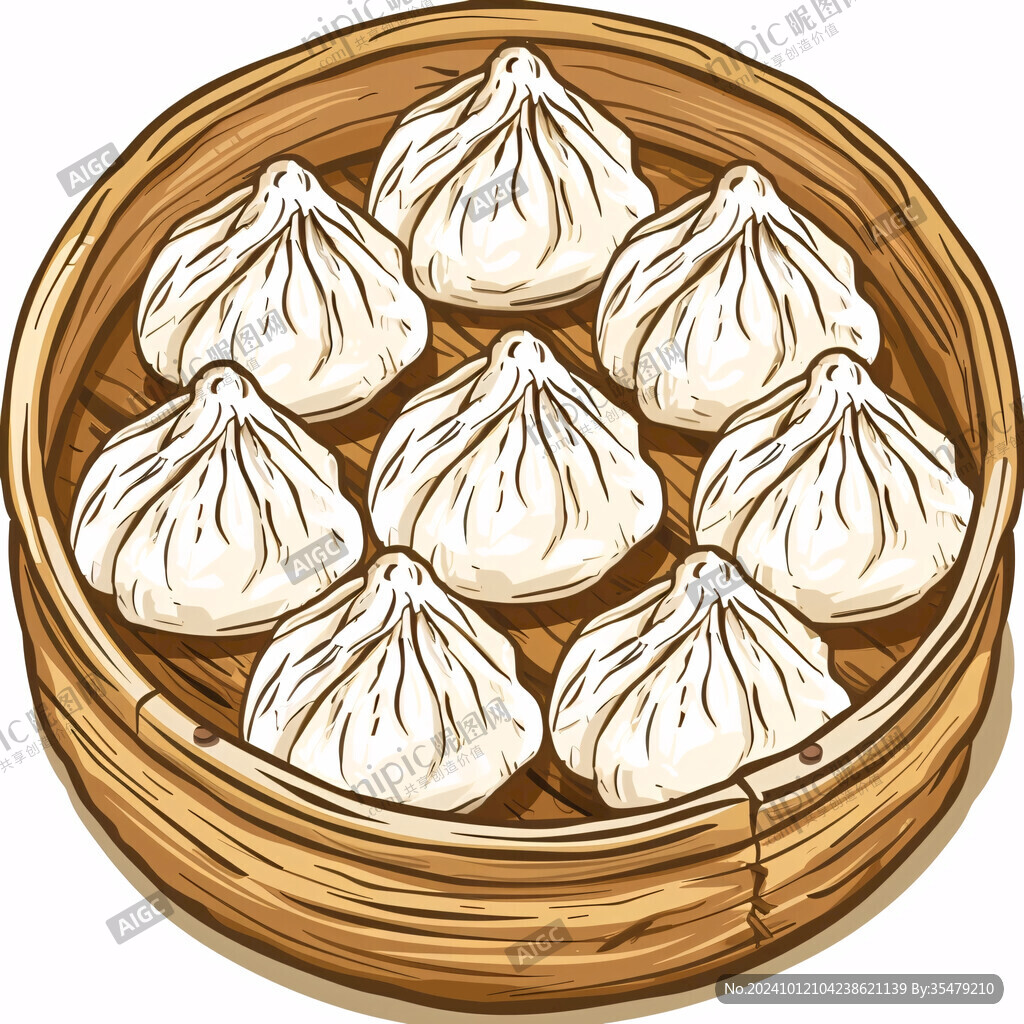 手绘蒸包子