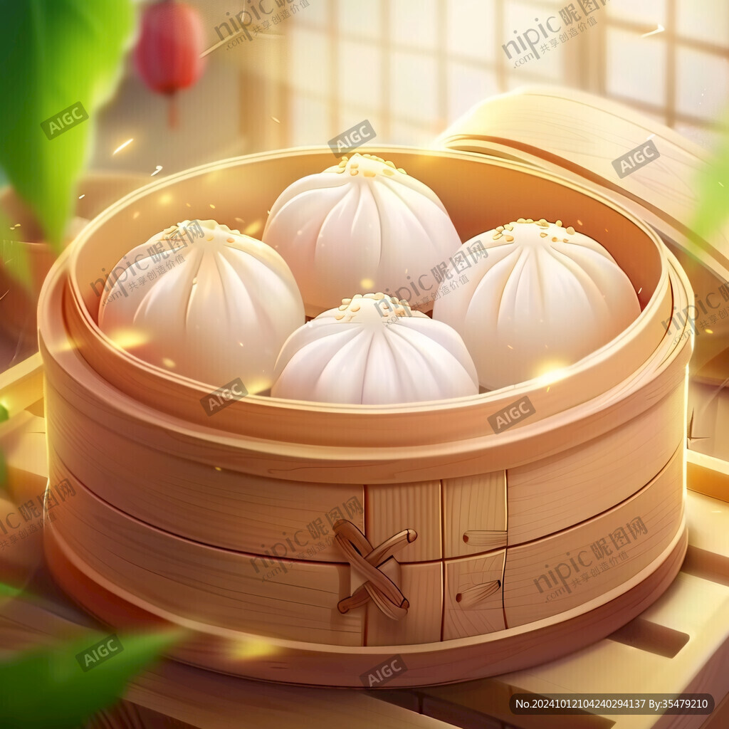 蒸包子插画