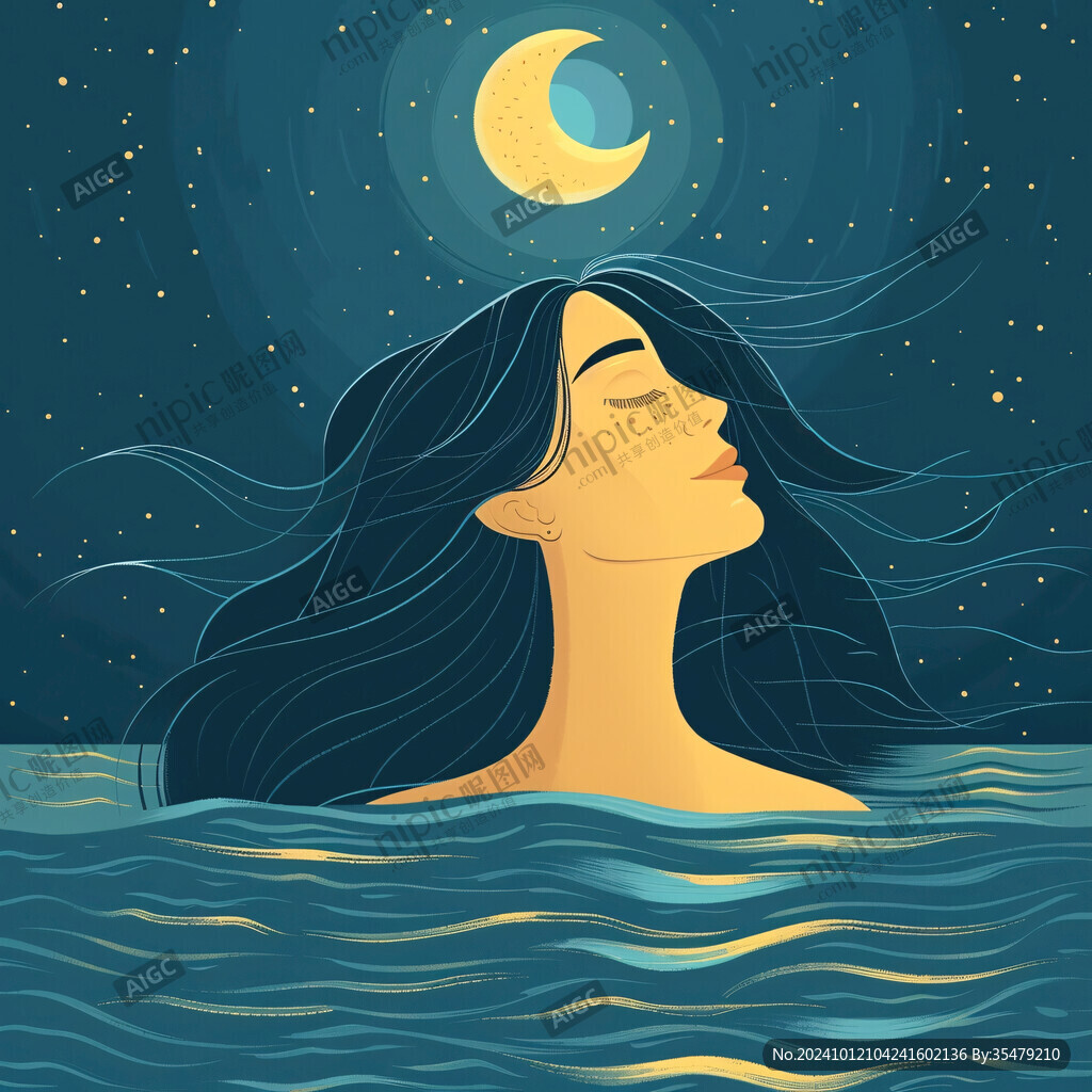 东方睡眠女子插画