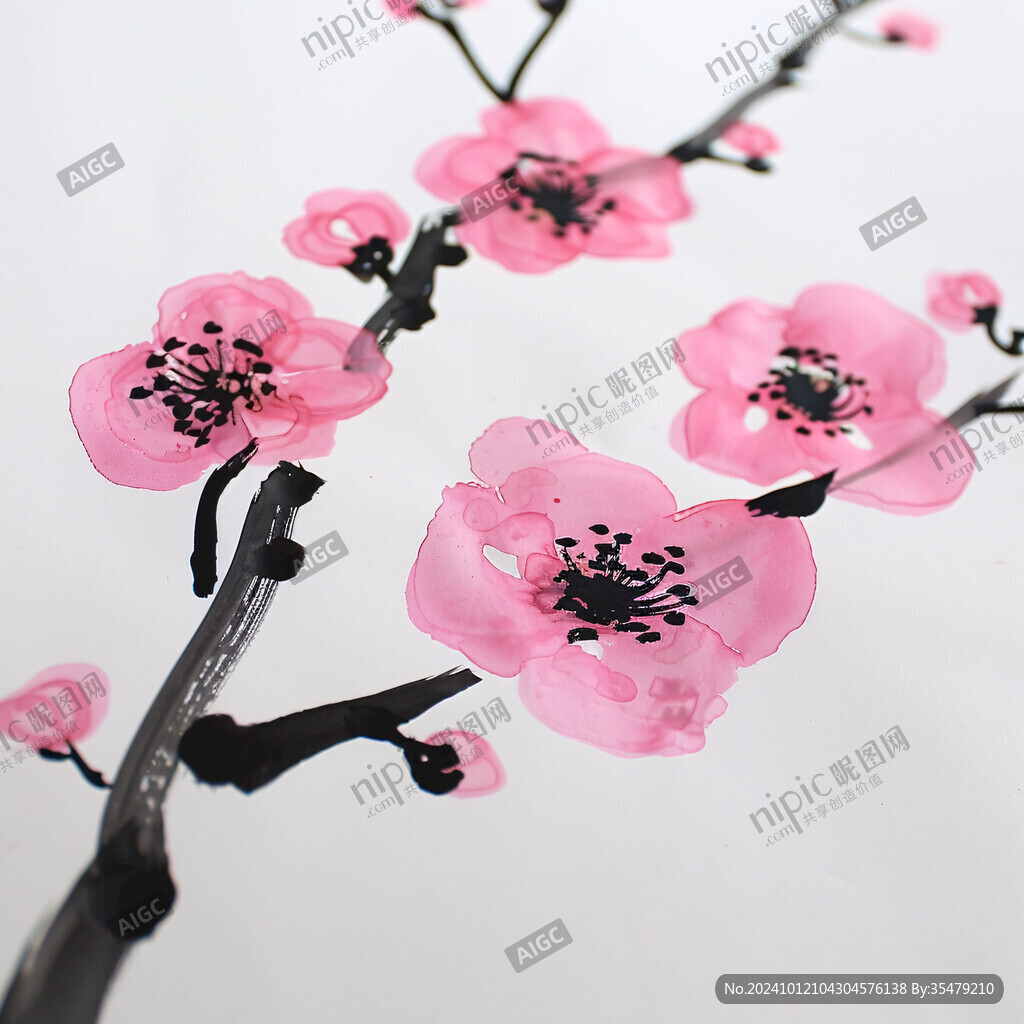 梅花水粉画