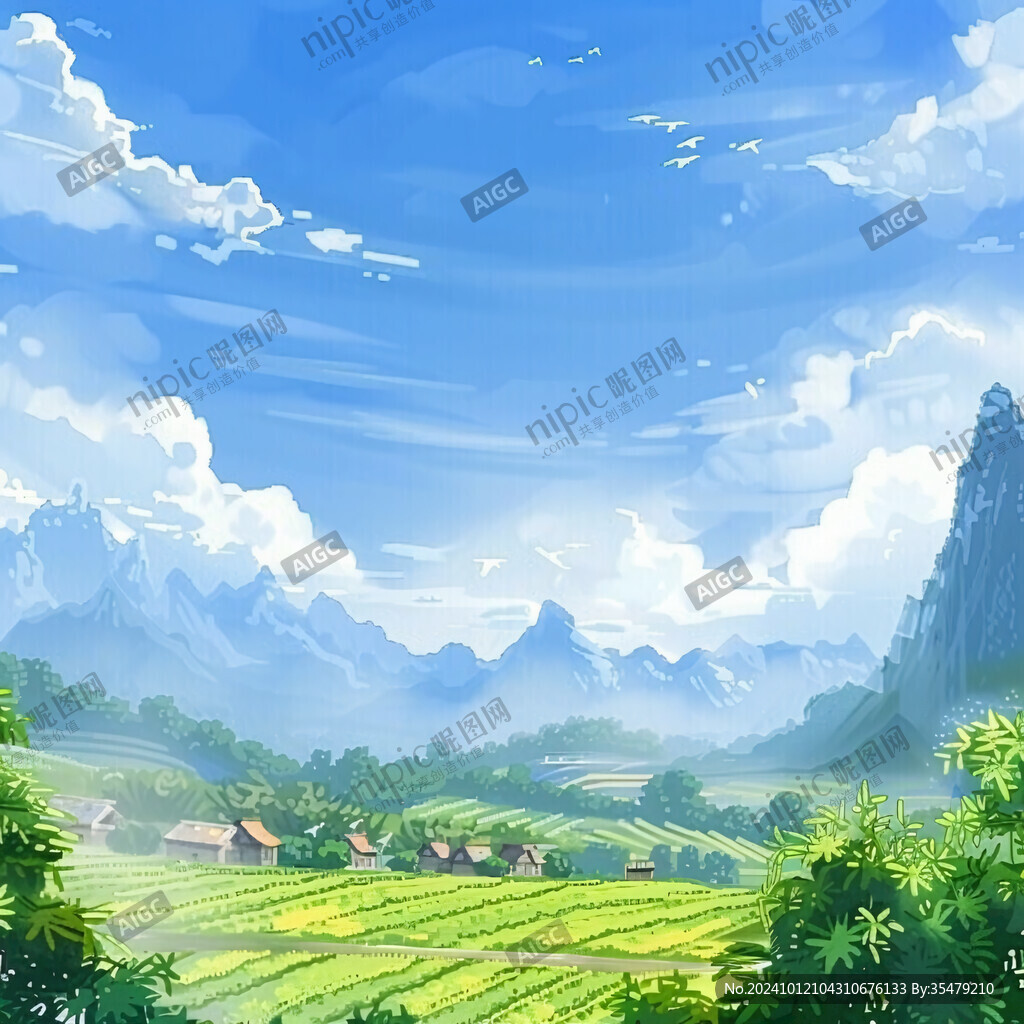 农村风景插画