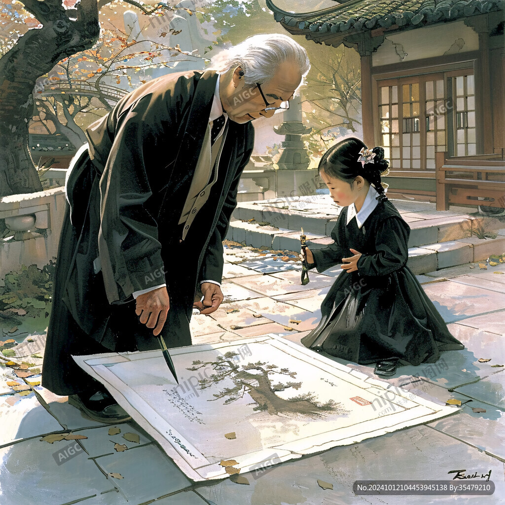 下围棋的老人和童子