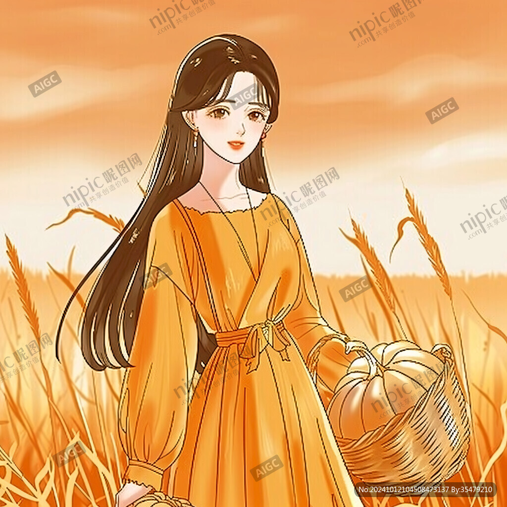 抱麦子的女孩