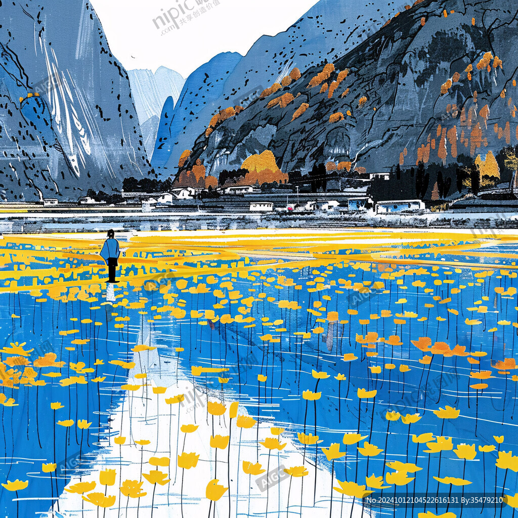 滩涂湿地插画