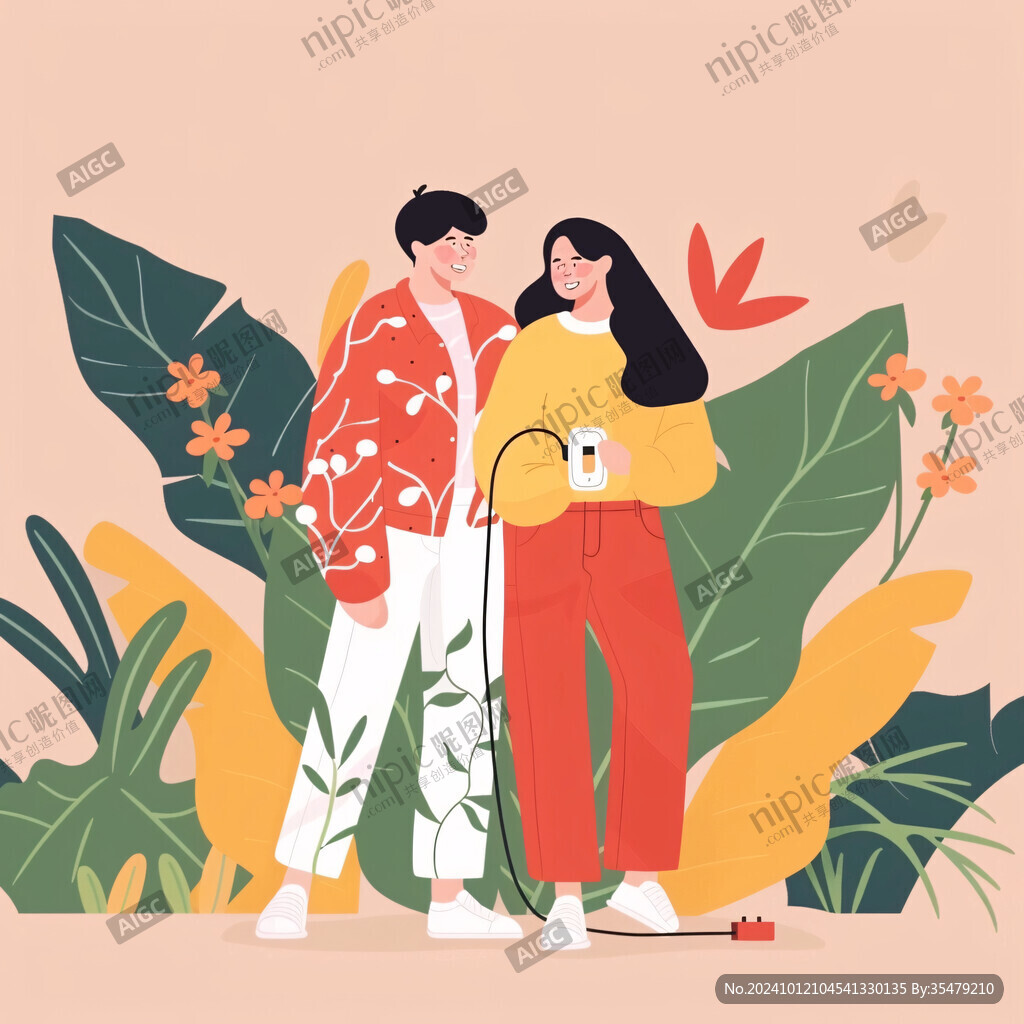 恩爱情侣插画