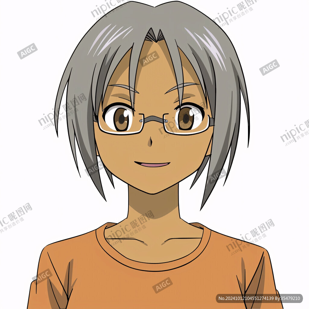 插画人物戴眼镜女孩